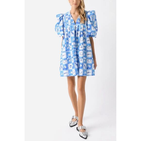 Hunter Bell Jenkins Mini Dress Sea Printed Womens Size M - Picture 1 of 8